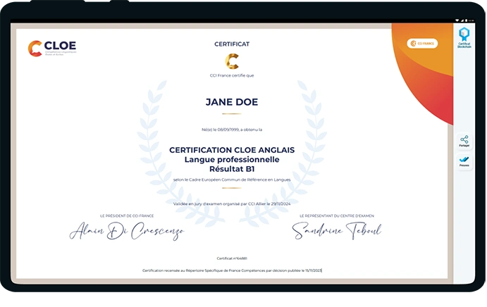 CLOE certificate