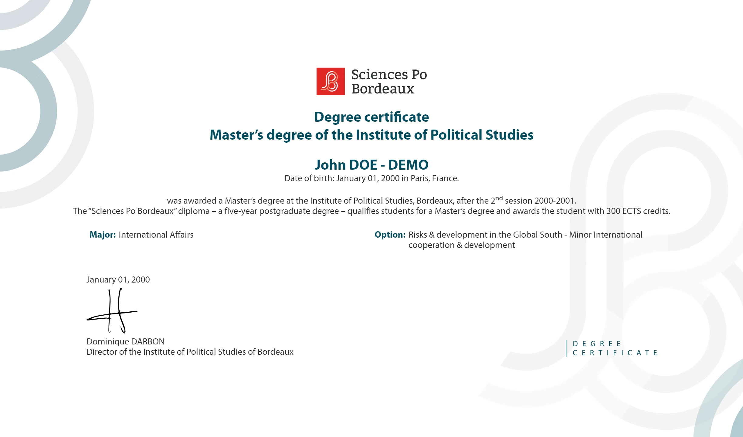 Sciences Po Bordeaux Credential Desktop