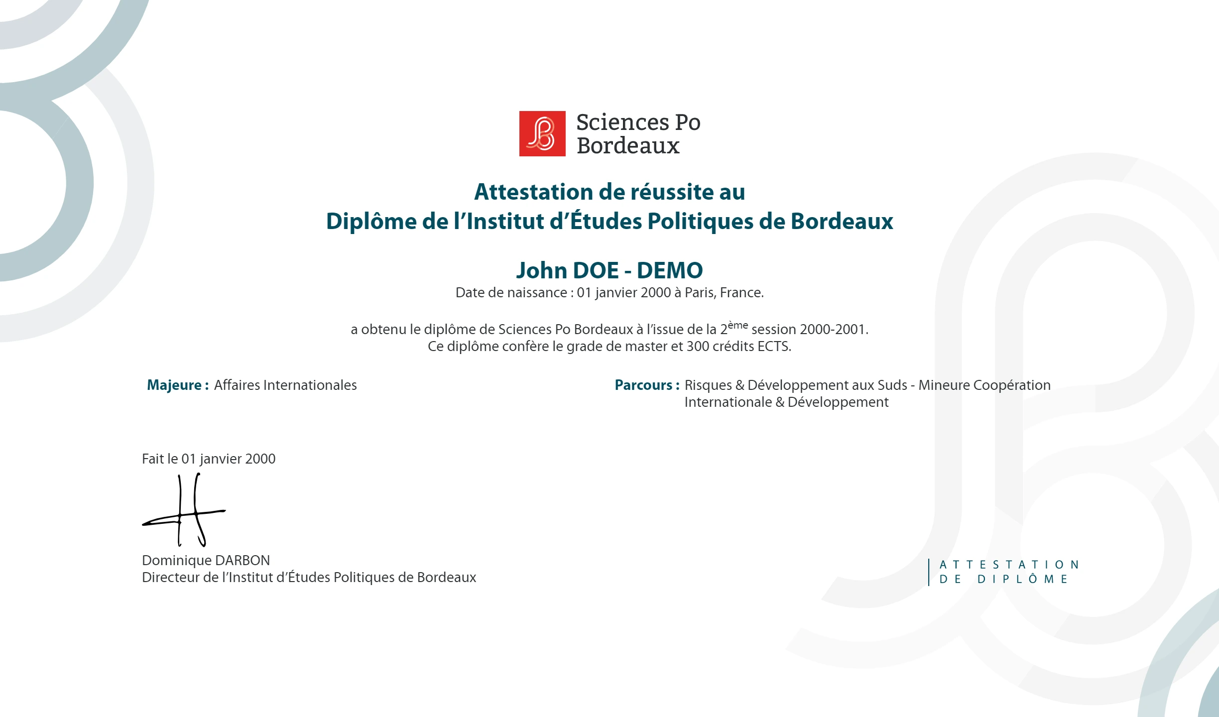 Sciences Po Bordeaux Credential Desktop