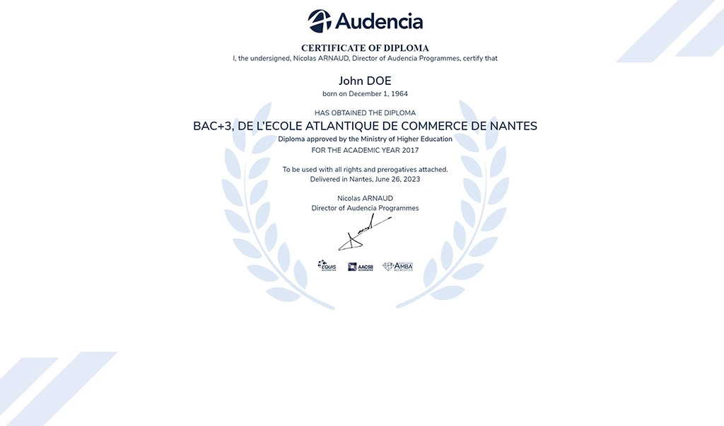 audencia certificate