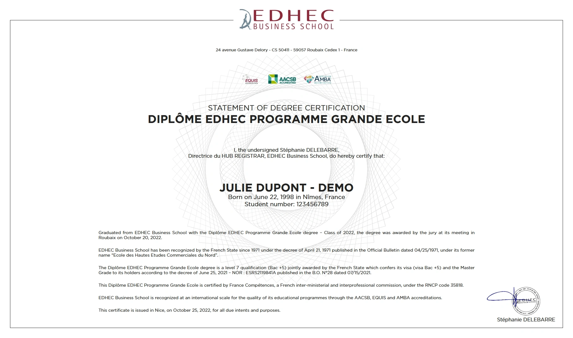 EDHEC Credential Desktop