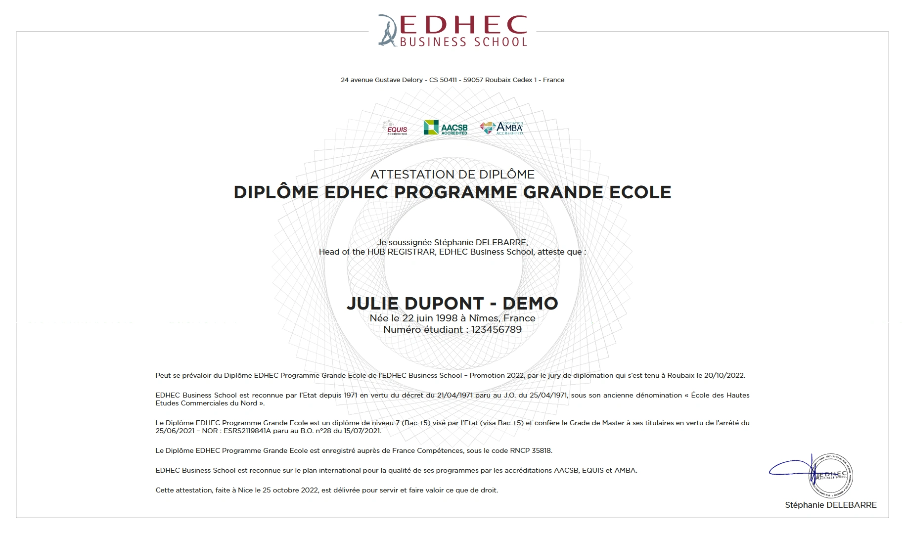 EDHEC Credential Desktop