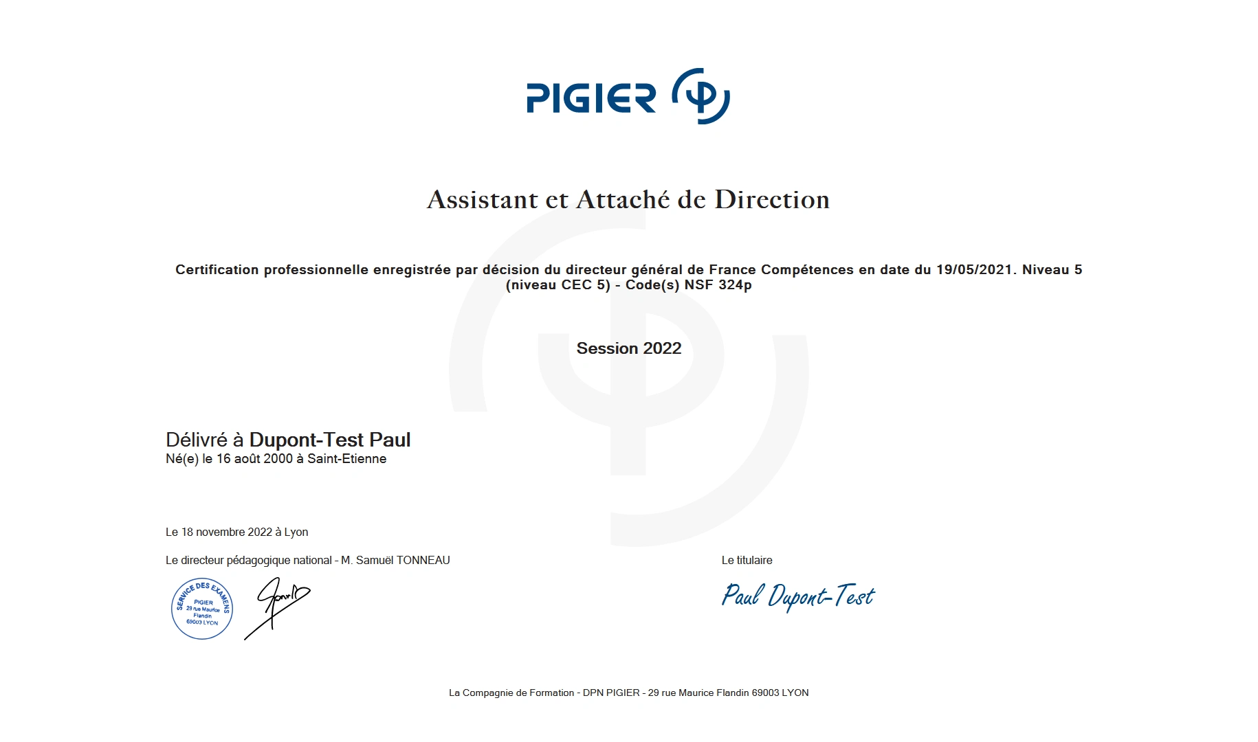 eduservices Pigier Credential Desktop